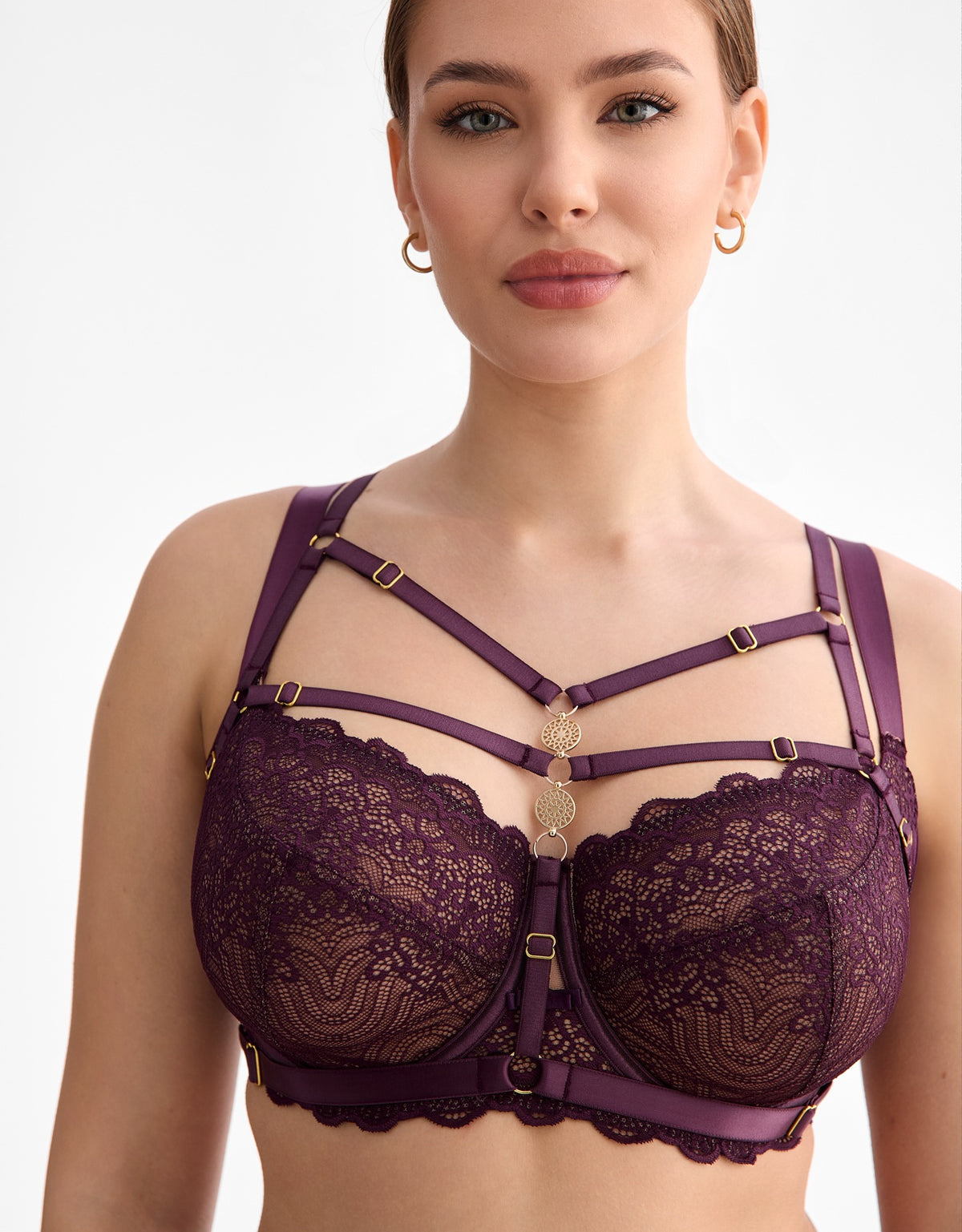 Maribel harnas

Paars, accessoires, goudkleurige elementen, toevoeging voor bh, Beata lingerie, luxe lingerie