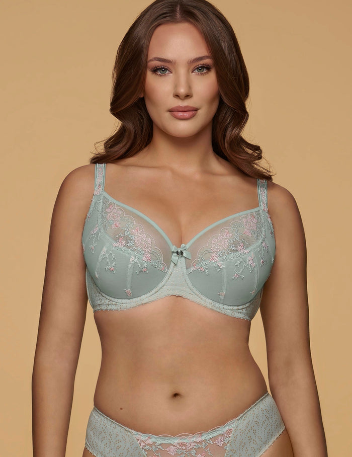 Pistacia K37 Semi-soft bh
Semi-soft bh, deels voorgevormde cups, online kopen, ondercup licht verstevigd, half verstevigd onderste deel, subtiele ondersteuning, beugel, modellerend effect , mix van comfort en ondersteuning, exclusieve lingerie, luxe lingerie, kanten bh, goede pasvorm, grote cupmaten, Beata lingerie, Europese merken, uniek, stijlvol, tijdloos, groen
