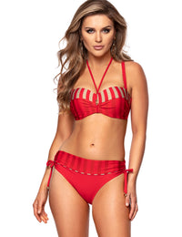 Streep-look 2 delig Bikini set / 72.P2 rood