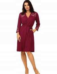 Tressy peignoir/ kimono / ecru / bordeaux