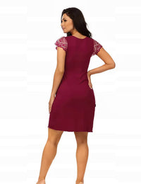 Tressy nachtjurk / ecru / bordeaux