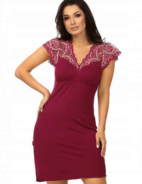 Tressy nachtjurk / ecru / bordeaux
