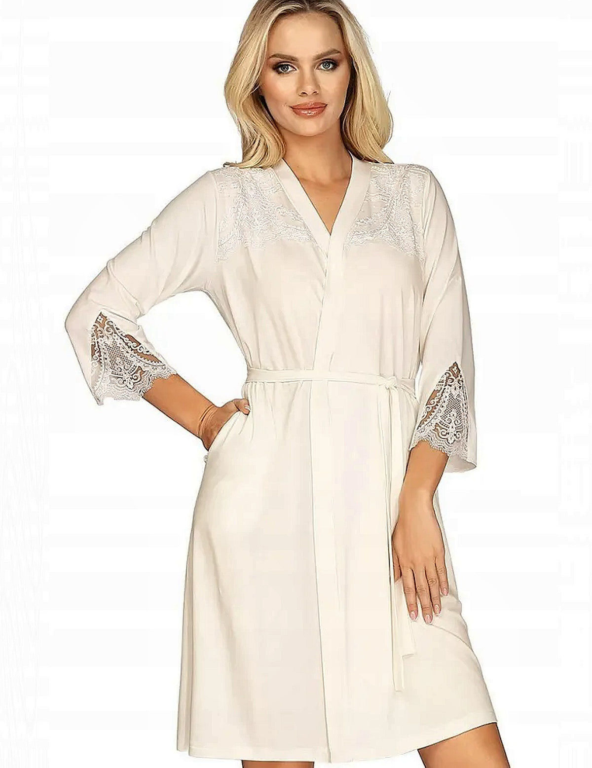 Tressy peignoir/ kimono / ecru / bordeaux