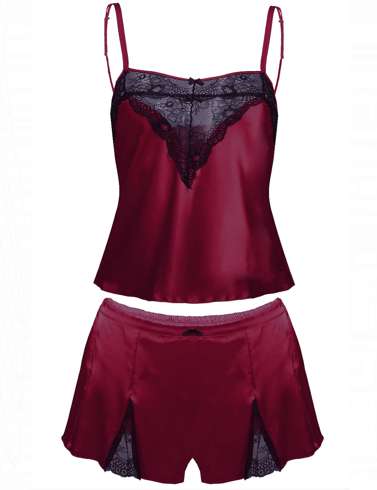 Zala 2 delig shortama/ wit/ rood/ zwart/ bordeaux/ paars/ blauw/ mocca